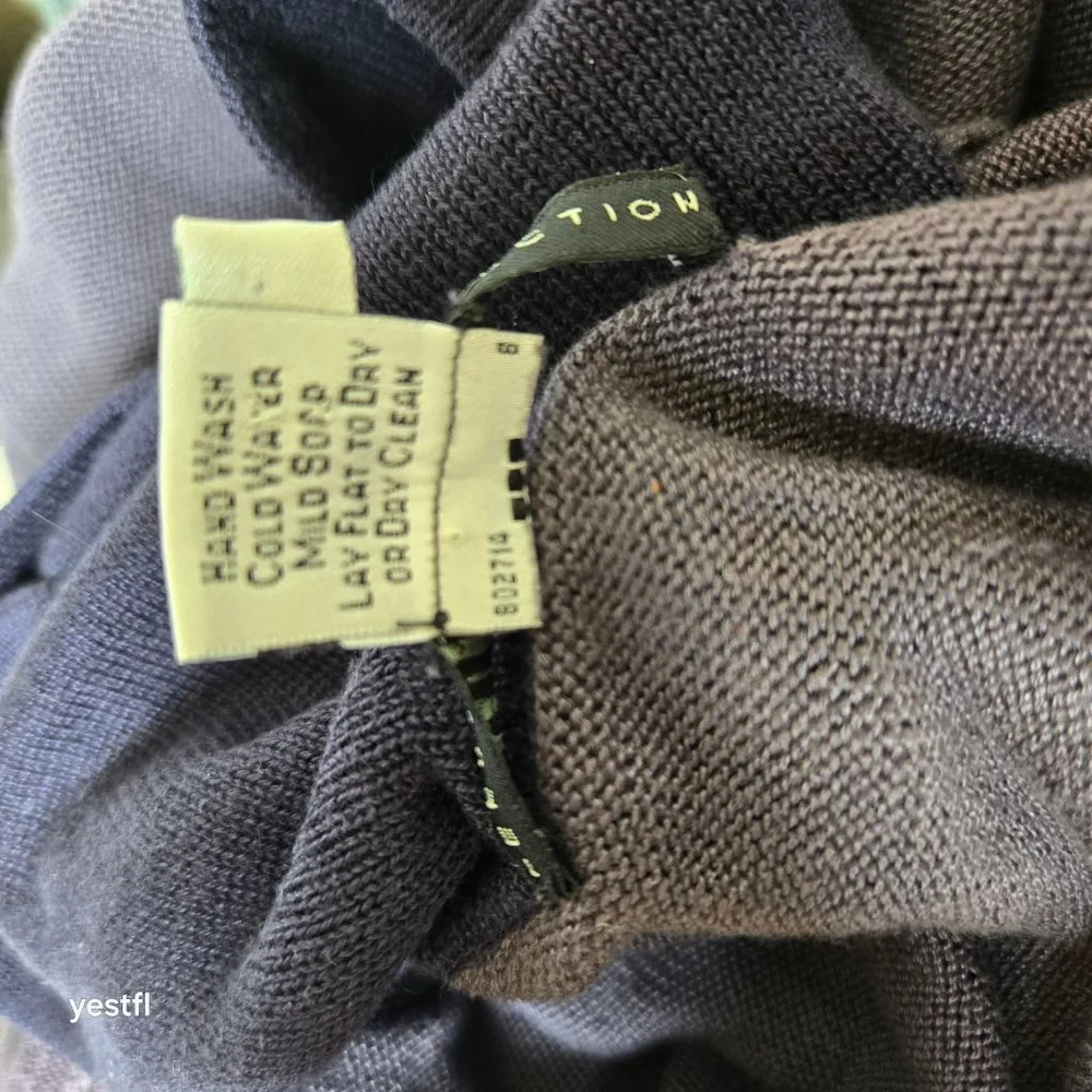 Women's Peruvian Connection Blue Purple Navy Pima Cotton Turtleneck Sweater XL